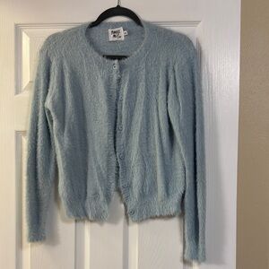 Princess Polly Light Blue Fuzzy Women's Sweater/Cardigan